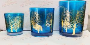 Printed Glass Votive T-light Holder