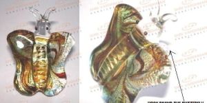 Silver Butterfly Back Hook Glass Pendant