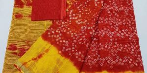 Pure Kota Doria Bandhej Printed Saree