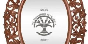 Wooden Frame Round Wall Mirror