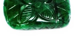 Carved Cushion Cut Emerald Gemstone