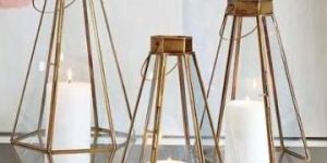 Glass, Metal Candle Holder