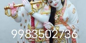 Multicolor Marble Krishna Radha Status