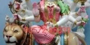 Painted Marble Durga Statue