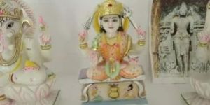 Painted Marble Saraswati Statue