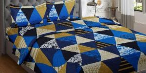 ABHIKRAM 100% Pure Cotton 160 TC Geometric Design Double Size Bedsheet with 2 Pillow Cover (Size -