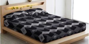 ABHIKRAM 100% Pure Cotton 160 TC Leafy Design Double Size Bedsheet with 2 Pillow Cover