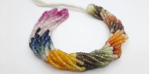 Multi Sapphire Faceted Rondelle Beads