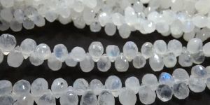 White Rainbow Faceted Teardrop Beads