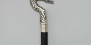 Vintage Brass Silver Dragon Head Handle Victorian Style Wood Walking Stick Cane