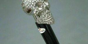 Vintage Style Solid Brass Skull Head Handle Wooden Walking Stick Shaft Cane Gift