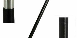 Vintage Style Solid Brass Silver Dog Head Handle Wooden Walking Stick