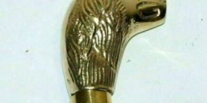 Working Unique New Solid Golden Dog Brass Only Head Handle for Shaft Walking