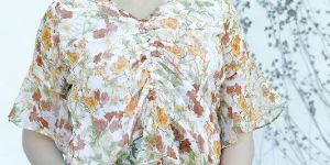 Ladies Yellow Floral Printed Round Neck Top