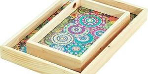 Printed Pine Wood Tray