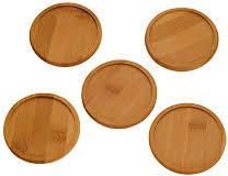 Round Tea Coaster Set with Natural Finish