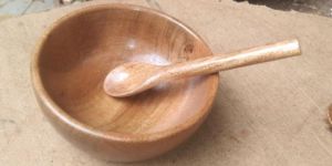 Wooden Bowl and Spoon Set