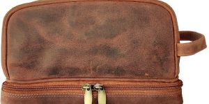 Vintage Handmade Full Grain Leather Wash Bag