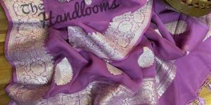 Lavander Pure Georgette Banarasi Sarees