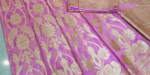 Pink Pure Khaddi Georgette Handloom Banarasi Lehenga Choli
