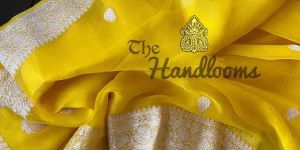 Yellow Pure Georgette Banarasi Handloom Sarees