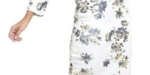 Printed Fish Cut Long Skirt with Overlapping Blouse