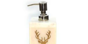 White Marble Brass Inlay Soap Dispenser