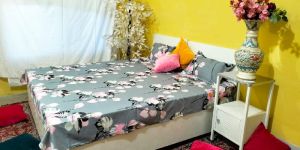 Grey Pink Double Bed Sheet