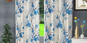 Long Crush Printed Eyelet Curtains