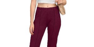 Ladies Maroon Lycra Trousers