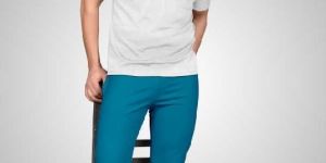 Mens Blue 2 Way Lycra Track Pant