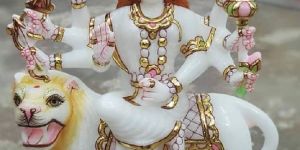 White Makrana Stone Durga Status