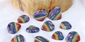 Seven Chakra Stone Bonded Puffy Heart