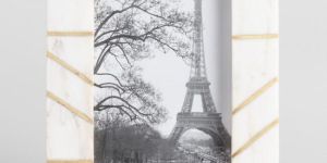 White Marble Frame with Brass Inlay