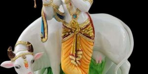 Poly Fiber Lord Krishna with Nandi Statue