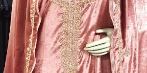 Velvet Shirt with Dapka work on neck & Sleeves with Hand work velvet shawl