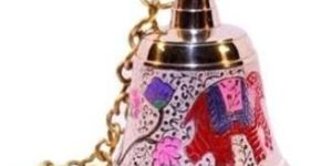 Brass Small Designer Hanging Pooja Bell for Home (Multicolor)