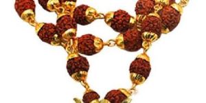 Shiv Shakti Kavach - 5 Mukhi Rudraksha Trishul Damru (Damaru) Locket/Pendant with Rudraksha Mala