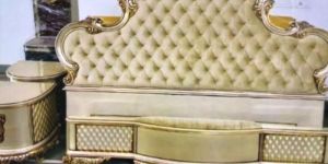 Antique Wooden Double Bed Headboard