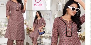 Designer Ladies Cotton Kurti Pant Set