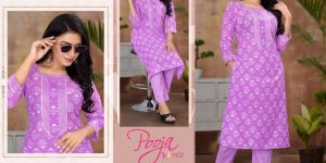 Printed Cotton Kurti Pant Set