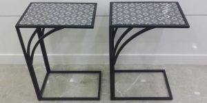 Mosaic Top C Shaped Side Table