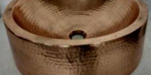 GE-16-1122 Round Hammered Copper Wash Basin