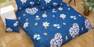 Royal Blue Polyester Blend Cotton Double Bed Sheet
