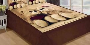 Teddy Print Velvet King Size Double Bed Sheet