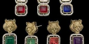 Square Multicolor Brass Earrings