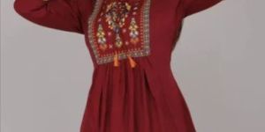 Ladies Maroon Embroidered Top