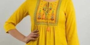 Ladies Yellow Embroidery Top