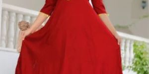 Ladies Red Printed Anarkali Kurti