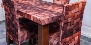 DivineTrendz Exclusive - Wooden Blocks Elastic Chair Table Cover